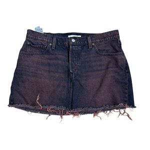 Levi’s icon skirt distressed mini Jean skirt size 32 button fly dyed denim plus